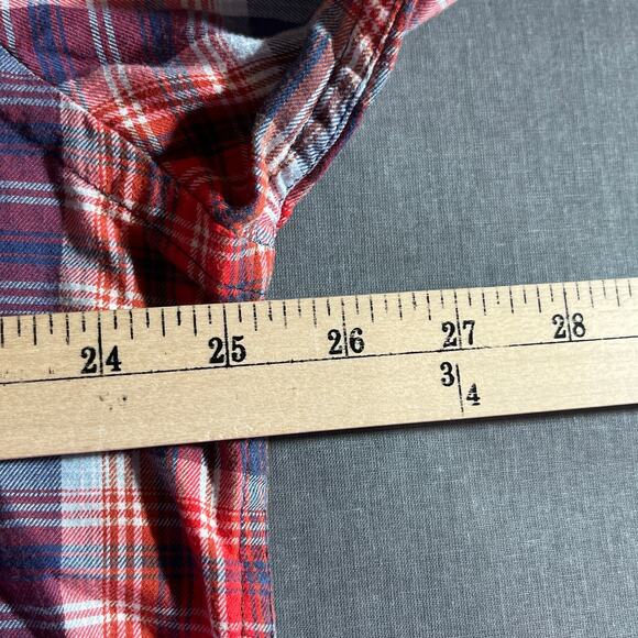 Orvis Shirt Mens Large Red Blue Plaid Button Down Long Sleeves Classic Fit - Picture 9 of 9